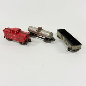 MARX O/O27 1960s Reading Caboose Niacet Tank Gondola Tin Cars